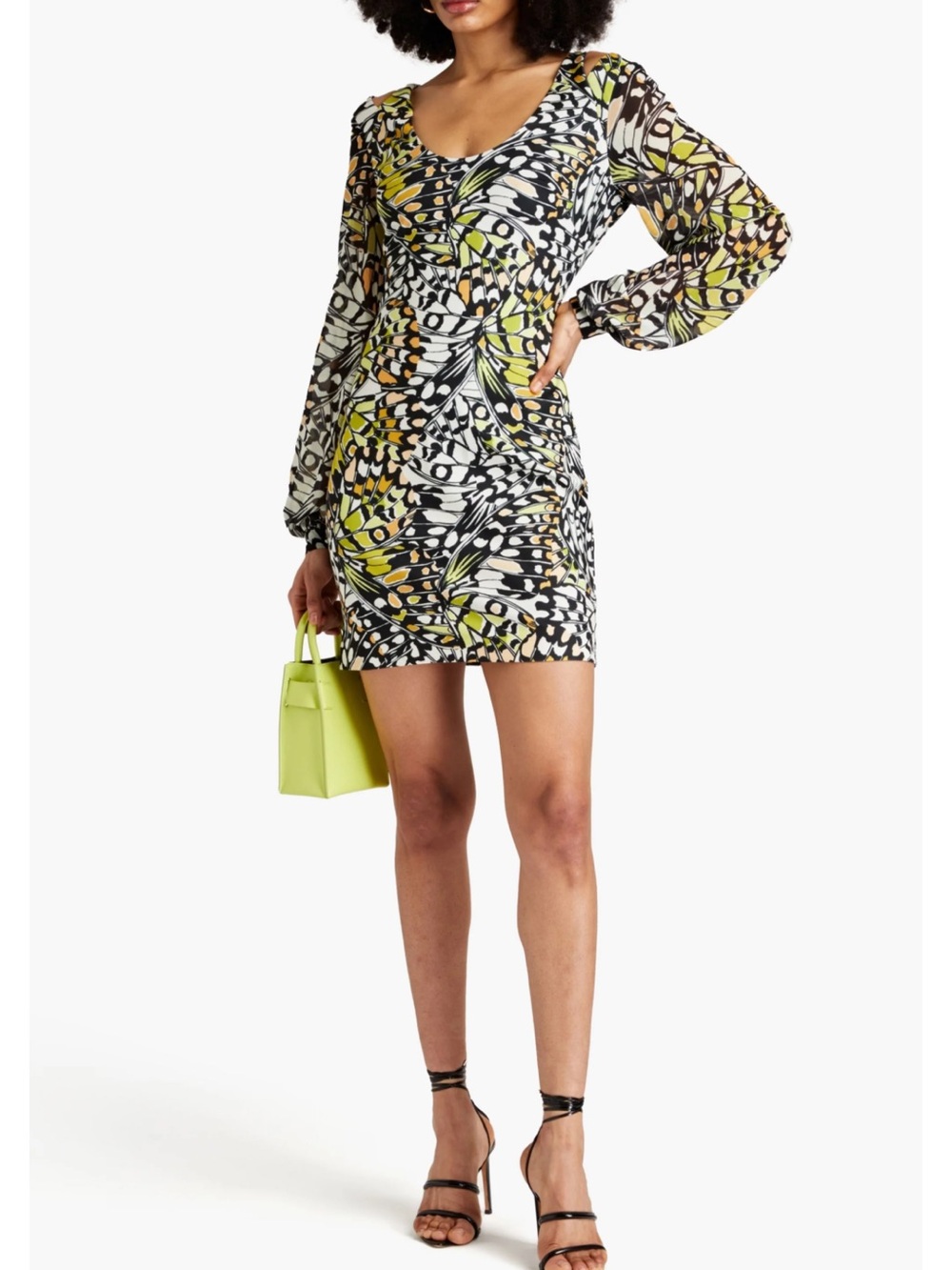 One33 Social Butterfly Print Cold Shoulder Dress NWT